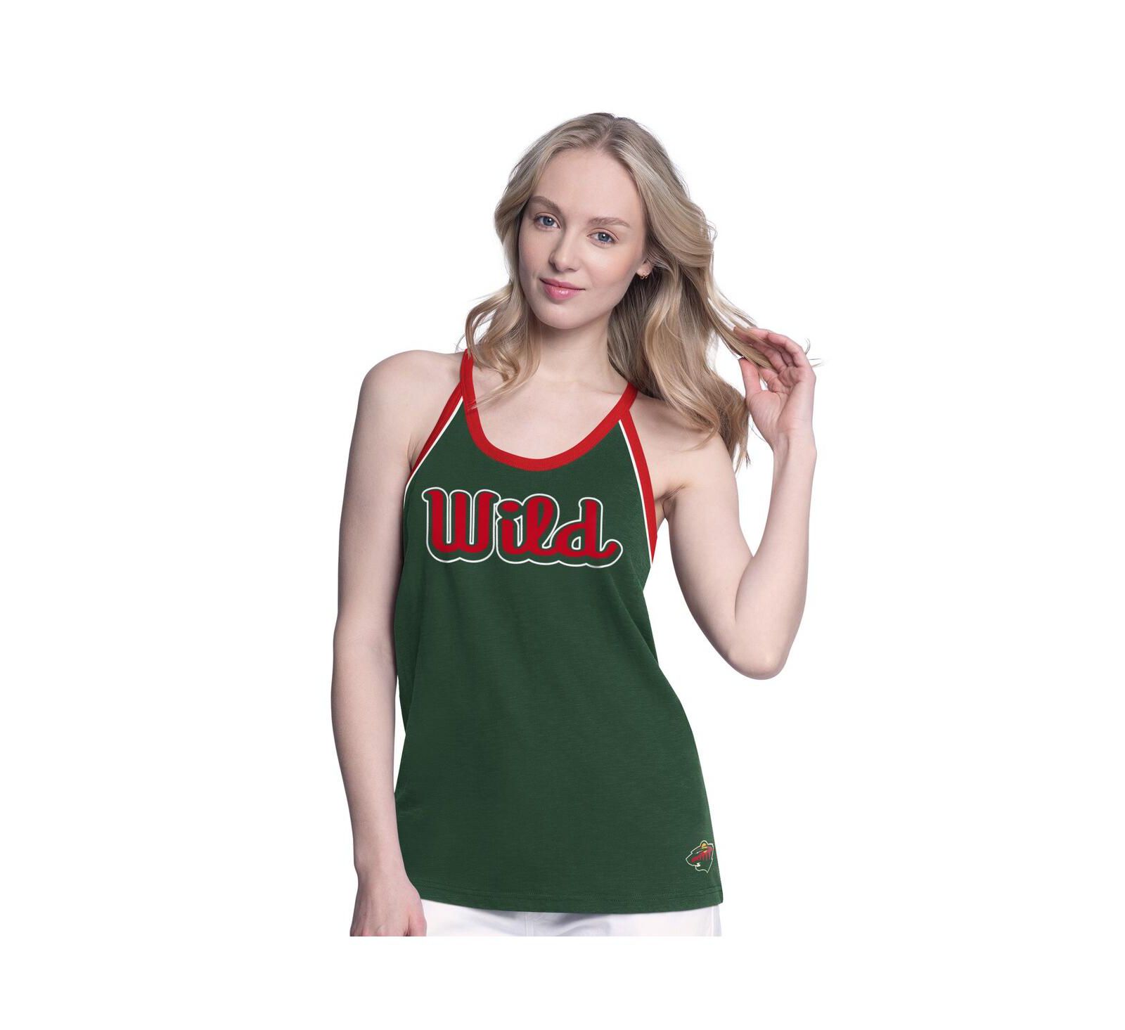 G-III 4Her by Carl Banks Women's Green Minnesota Wild Curveball Racerback Tank Top