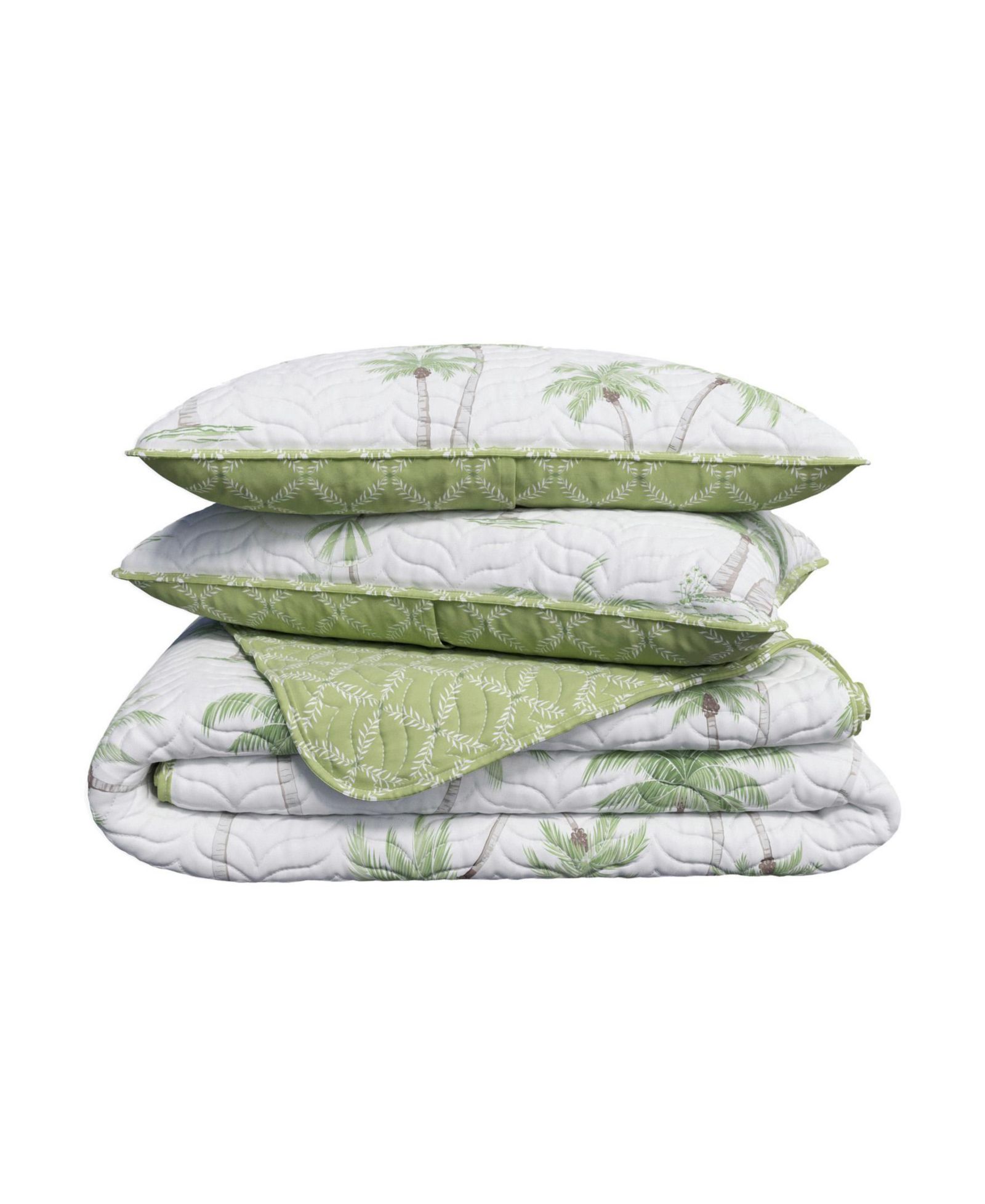 Linery & Co Tropical Palm Sitched Quilt Set with Shams