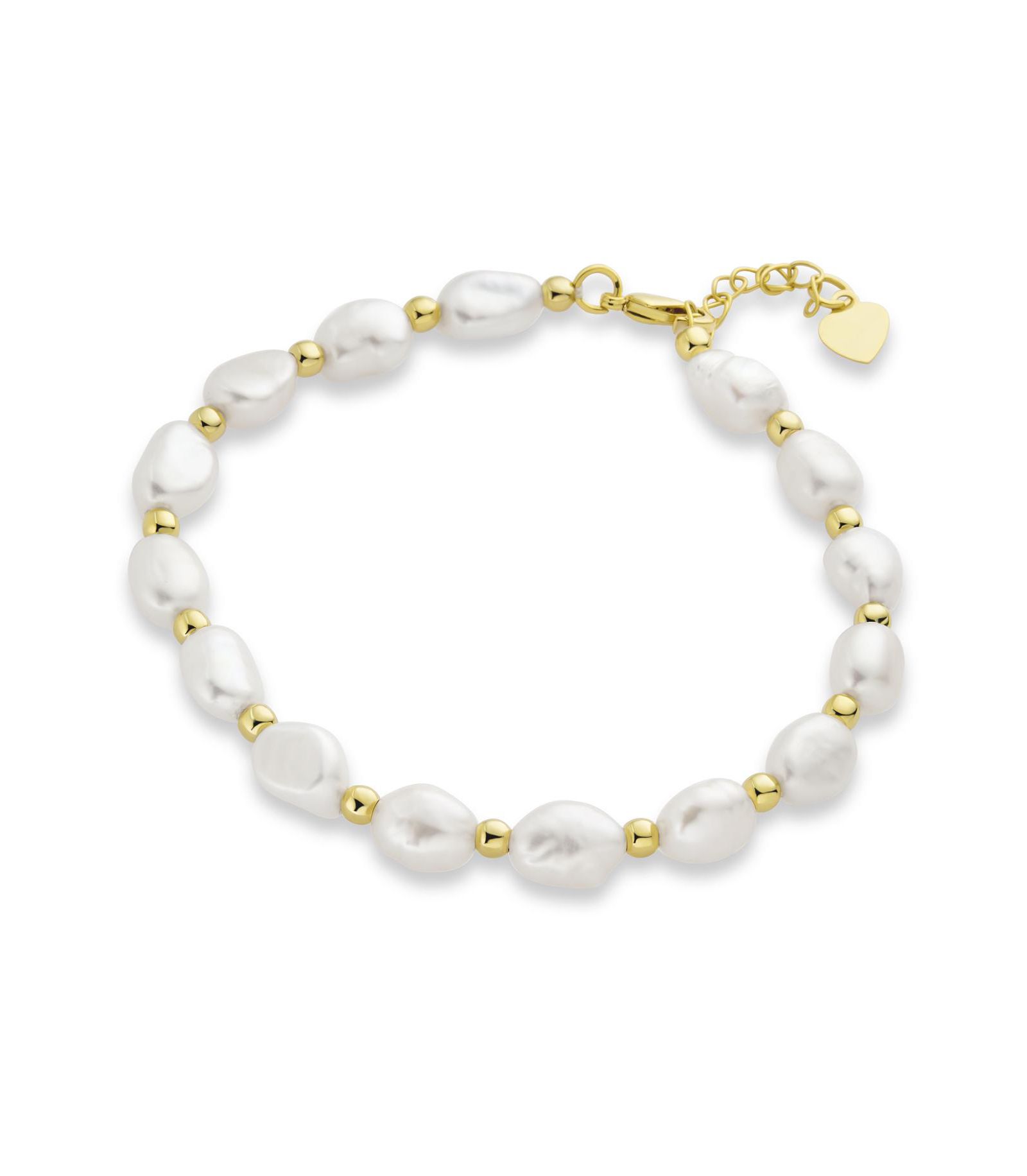 Bling Jewelry Bridal White Freshwater Cultured Baroque Pearl Strand Bracelet Gold Plated