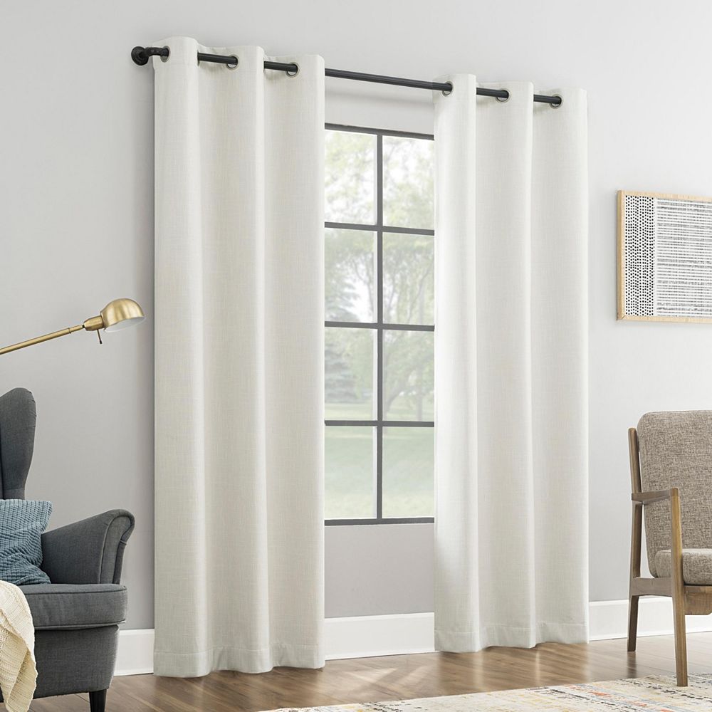 Sun Zero Aldwin Slub Texture Magnetic Closure 100% Blackout Grommet Curtain Panel