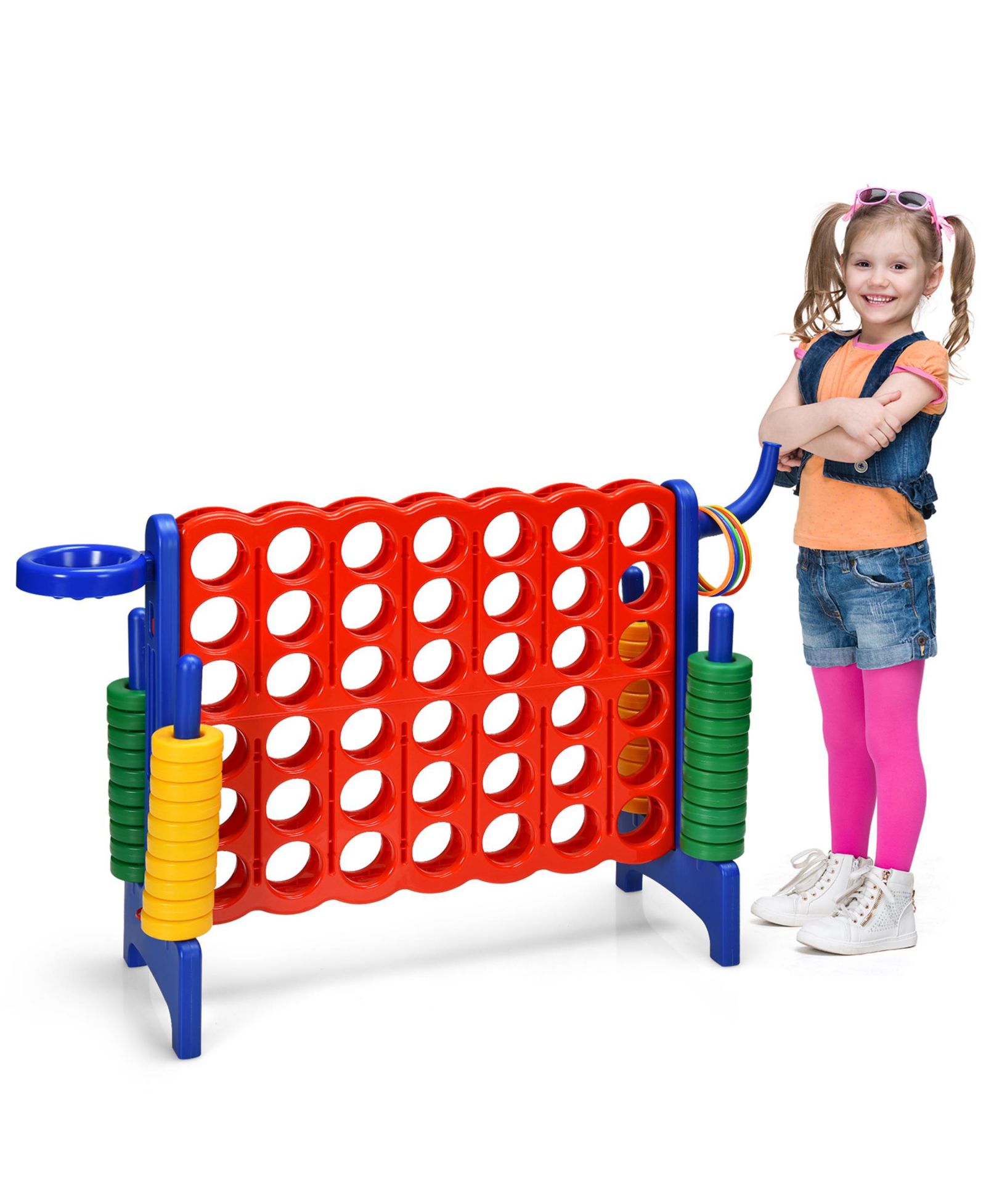 Набор для игры Gymax 2.5Ft 4-to-Score Giant Basketball Hoop Ring Outdoor Indoor
