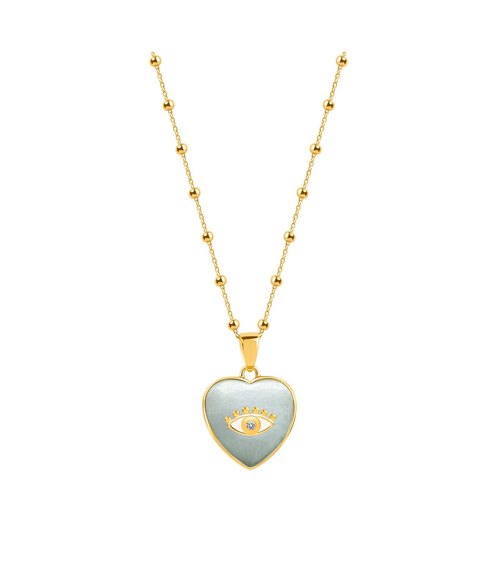 Золотое ожерелье Karma and Luck Jade Heart Diamond Evil Eye