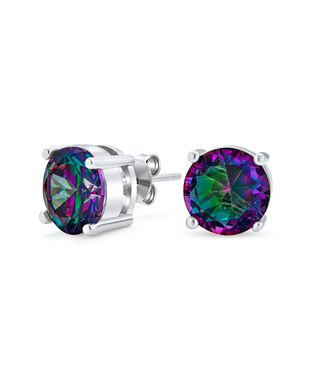 Серьги-гвоздики Bling Jewelry Sterling Silver Mystic Rainbow Cubic Zirconia Solitaire CZ для унисекс