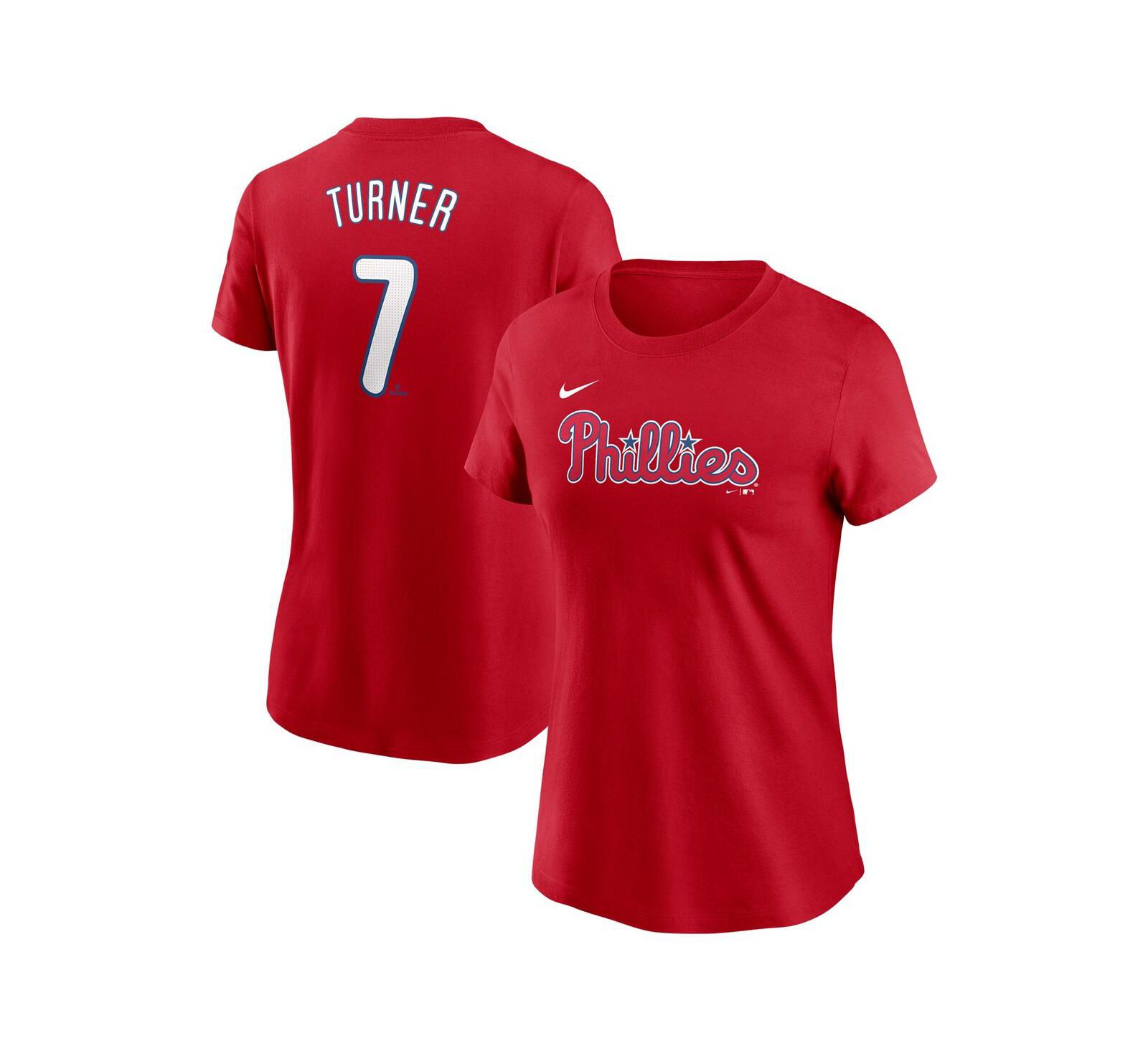 Футболка Nike Women's Trea Turner Red Philadelphia Phillies Fuse Name & Number