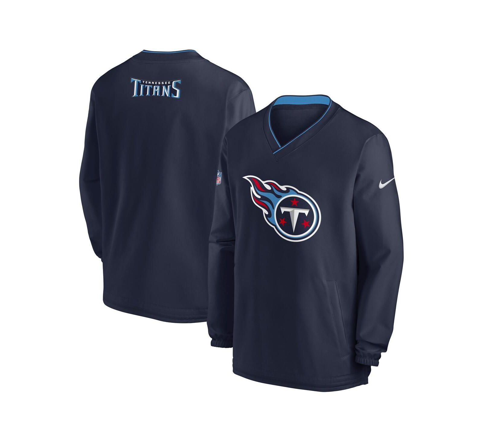 Мужская ветровка Nike Tennessee Titans 2023/24 Sideline Repel V-neck с длинным рукавом, темно-синяя
