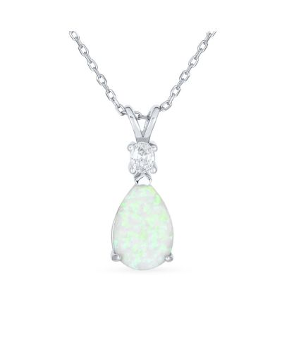 Bling Jewelry Classic Created Opal CZ Infinity Teardrop Opal Pendant Necklace Plated Sterling