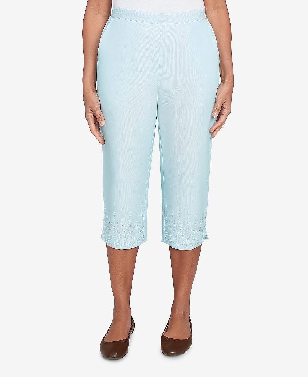 Alfred Dunner Women's St. Thomas Heat Set Embroidered Capri Pants