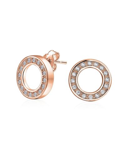 Bling Jewelry геометрические серьги-гвоздики с кубическим цирконием, открытый круг, покрытие.925 Sterling