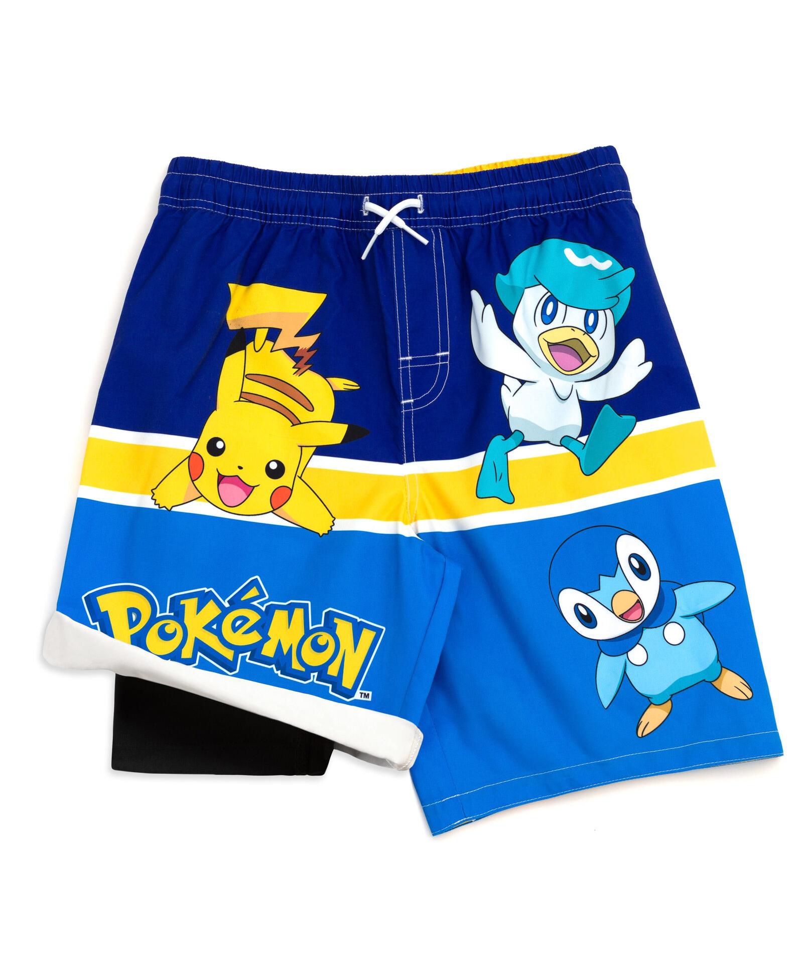 Pokemon Boys Pikachu Compression UPF 50+ Swim Trunks Bathing Suit