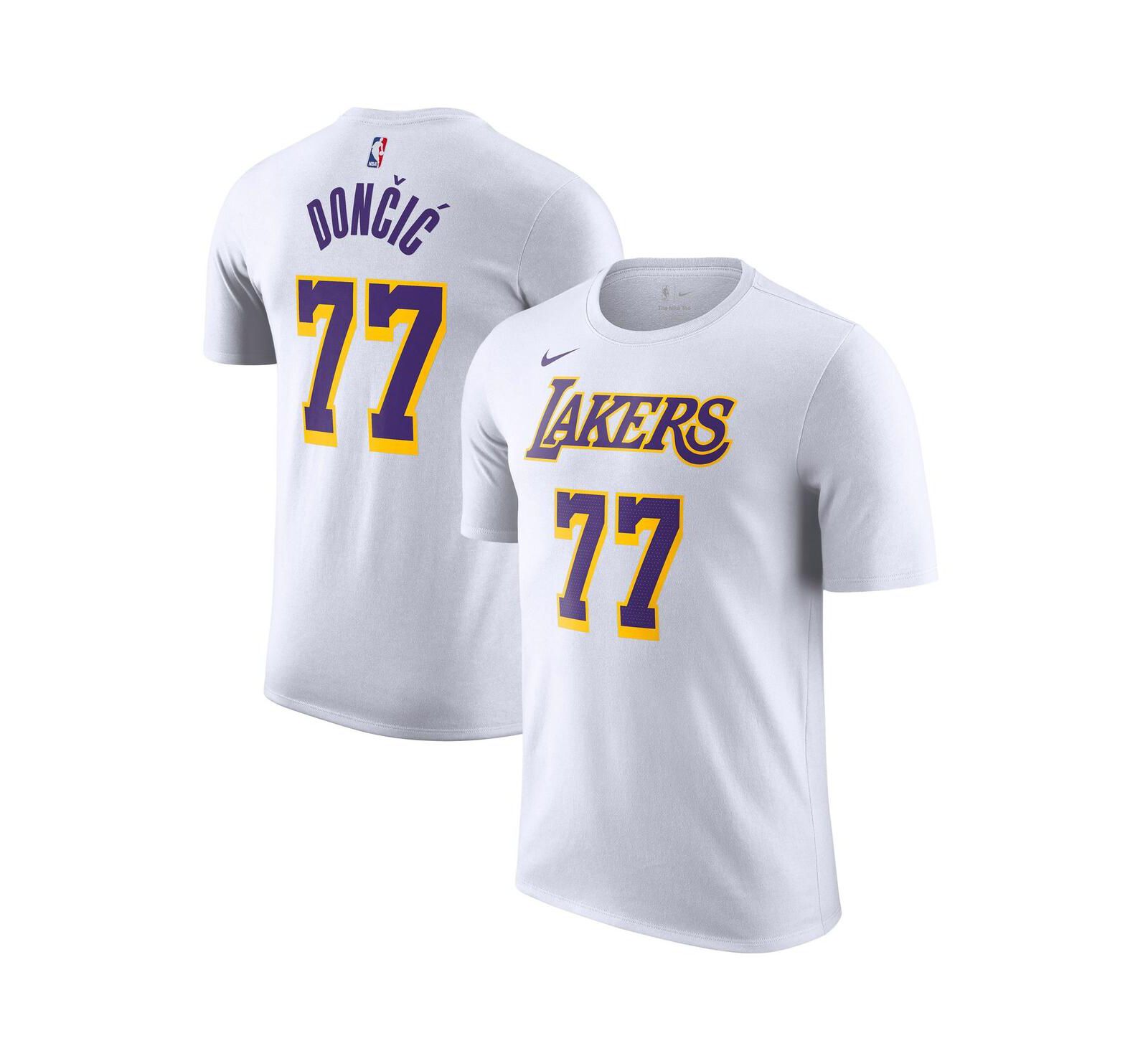 Nike Men's Luka Doncic White Los Angeles Lakers Statement Edition Name & Number T-Shirt