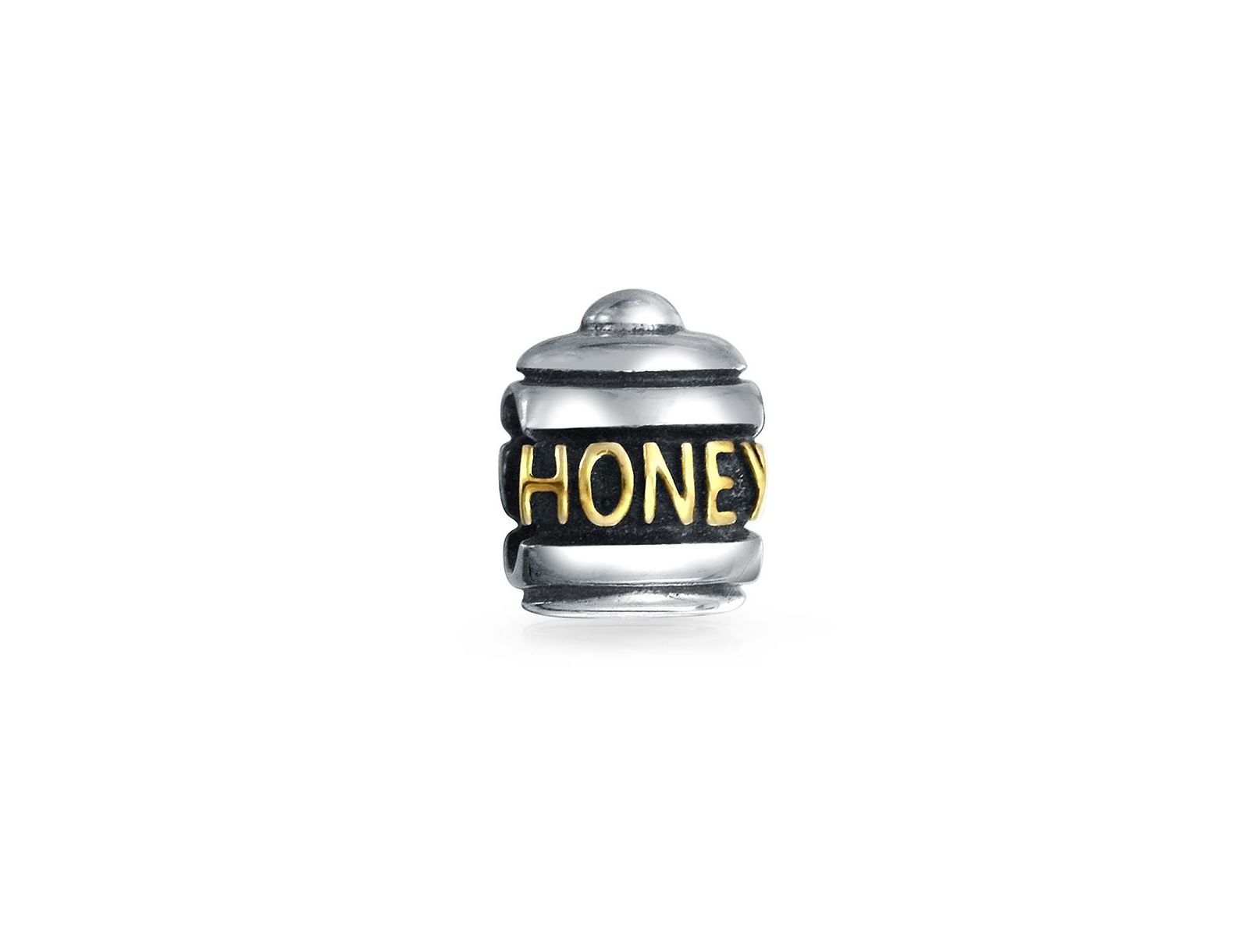 Браслетный шарм-бусина в виде медового горшочка Bling Jewelry, двухцветная, из стерлингового серебра .925