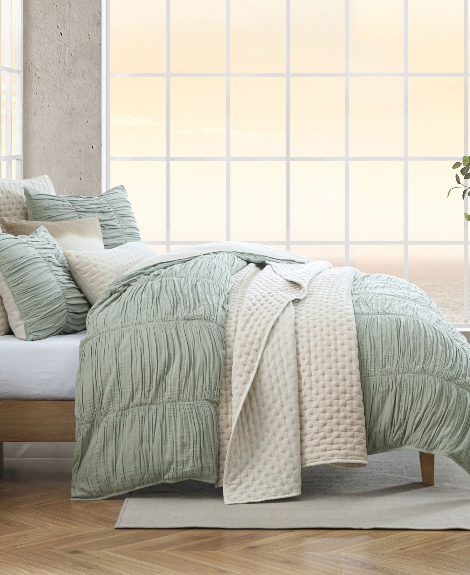 DKNY Pure Ruched Gauze 3-Pc. Comforter Set, Full/Queen