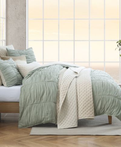 DKNY Pure Ruched Gauze 3-Pc. Duvet Cover Set, Full/Queen