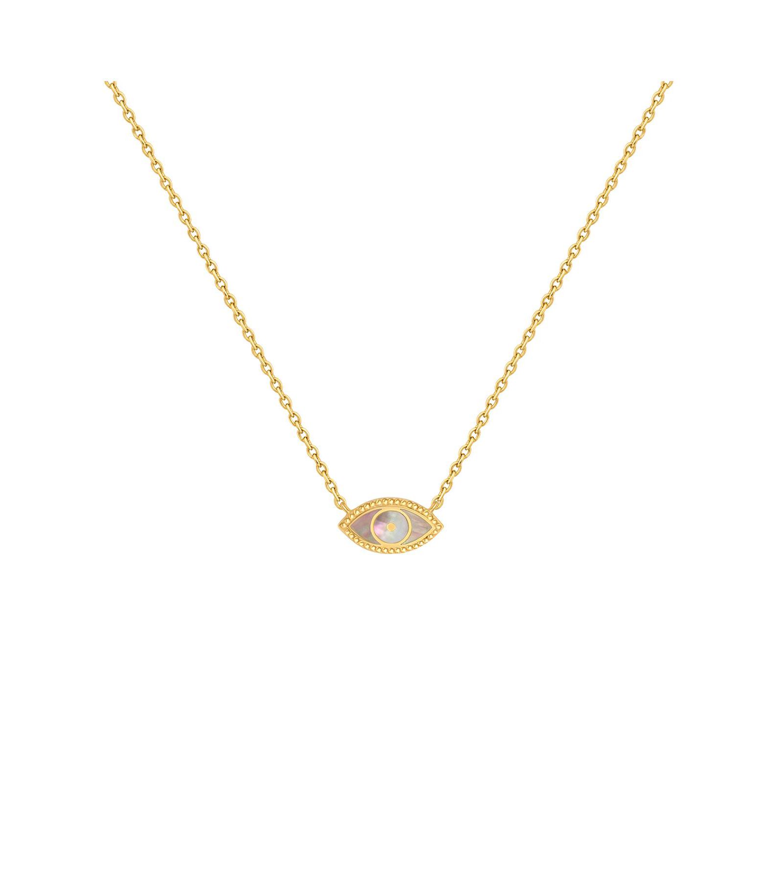Золотая цепочка с кулоном Karma and Luck Evil Eye Mother of Pearl