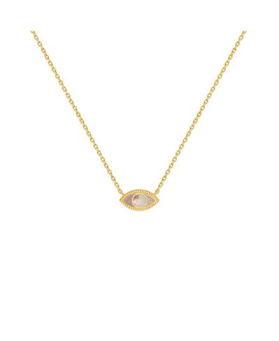 Karma and Luck Evil Eye Mother of Pearl Gold Chain Necklace