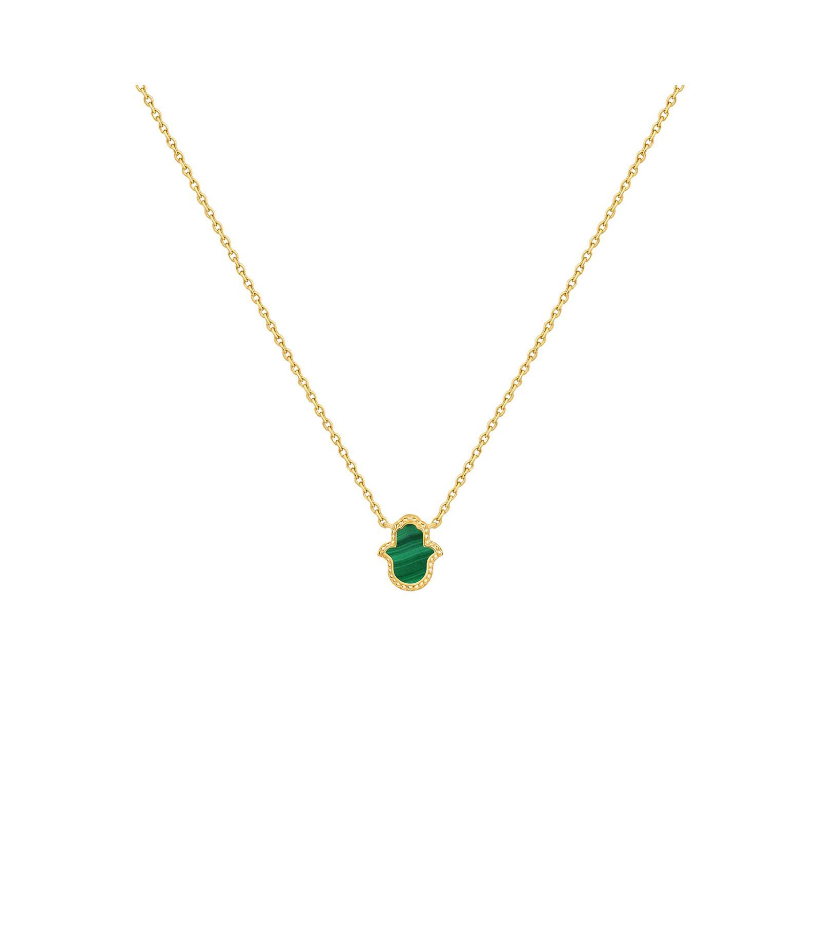 Золотая цепочка Karma and Luck Malachite Hamsa