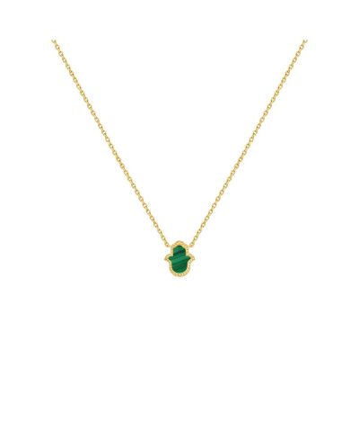 Karma and Luck Malachite Hamsa Gold Chain Necklace