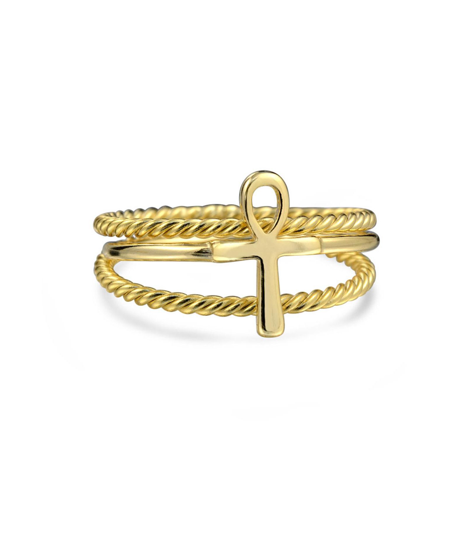 Набор колец Bling Jewelry Minimalist Ankh Cross Twisted Stackable Bands