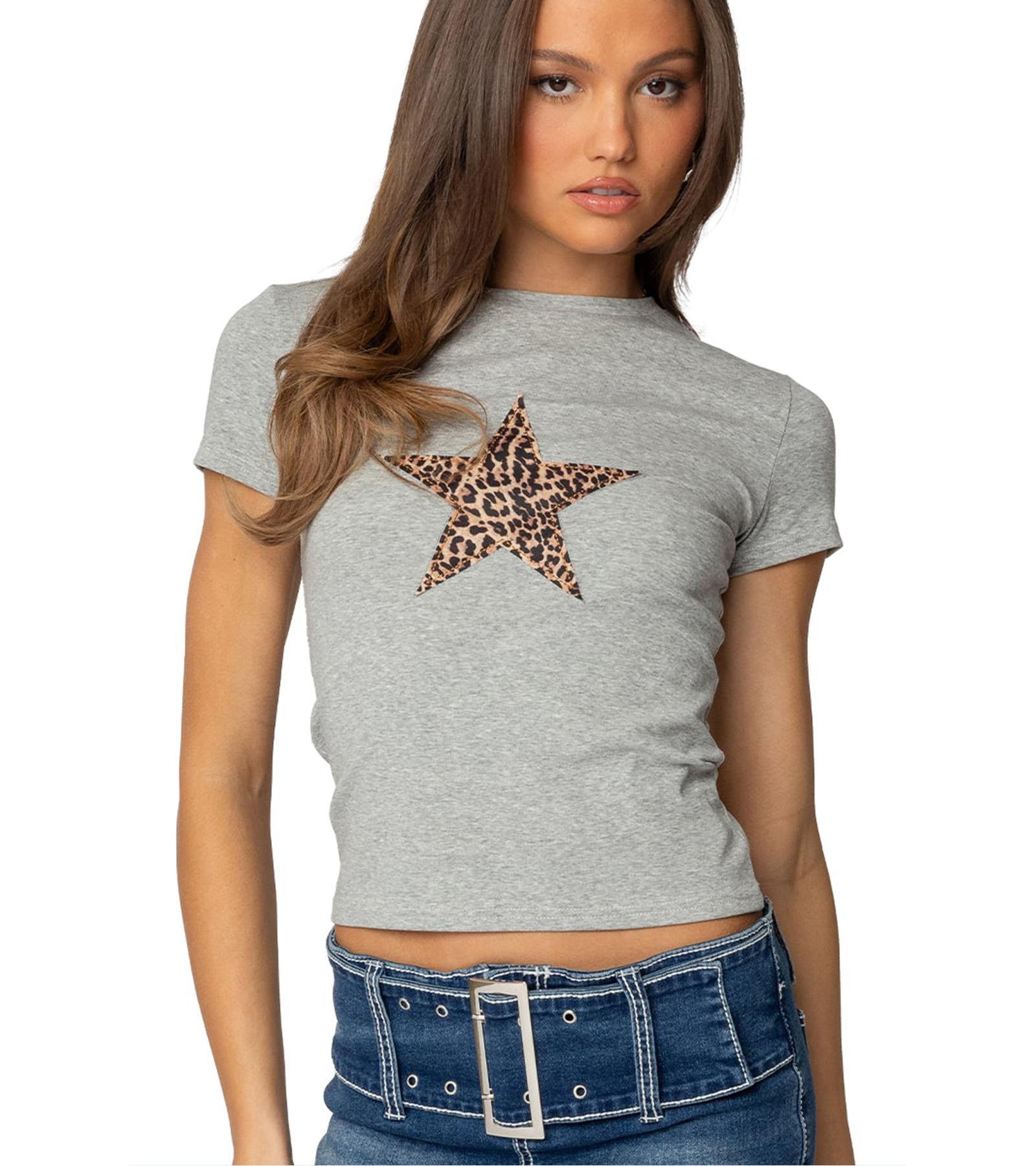Edikted Women's Narla Leopard Star T Shirt