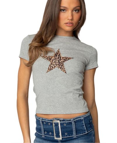 Edikted Women's Narla Leopard Star T Shirt