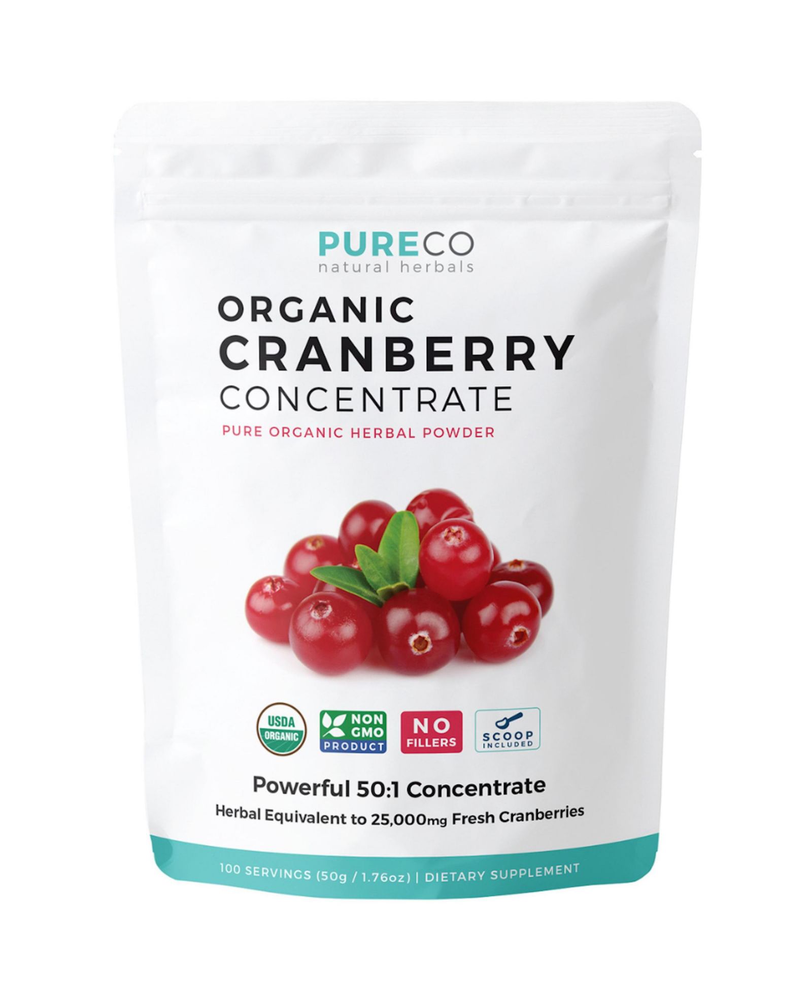Pure Co Organic Cranberry Concentrate Powder, 50gm