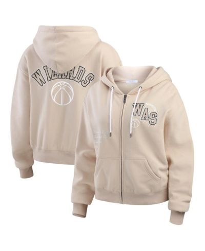 WEAR by Erin Andrews Women's Tan Washington Wizards Tonal Felt Patch Full-Zip Hoodie