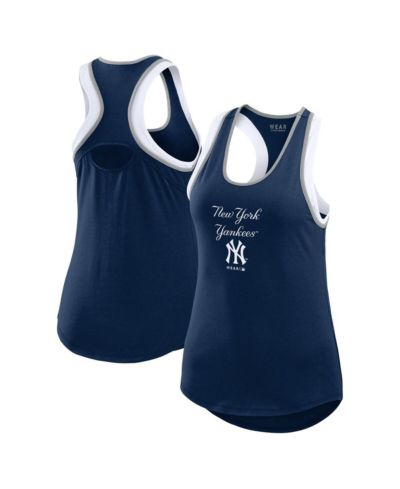 WEAR by Erin Andrews Women's Navy New York Yankees Colorblock Racerback Tank Top