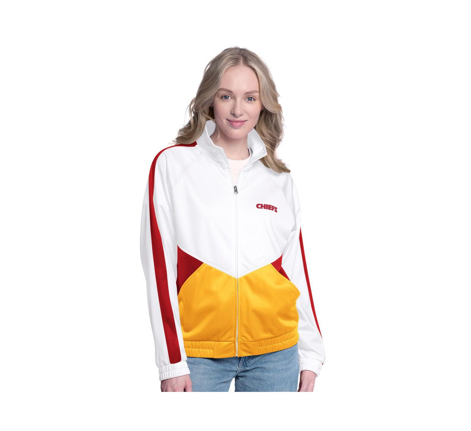G-III 4Her by Carl Banks Women's White/Red Kansas City Chiefs Rally Rhinestone Full-Zip Track Jacket