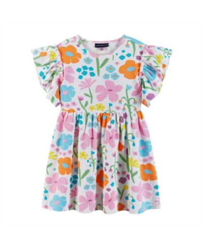 Платье Andy & Evan Toddler Girls White Floral Rib Knit