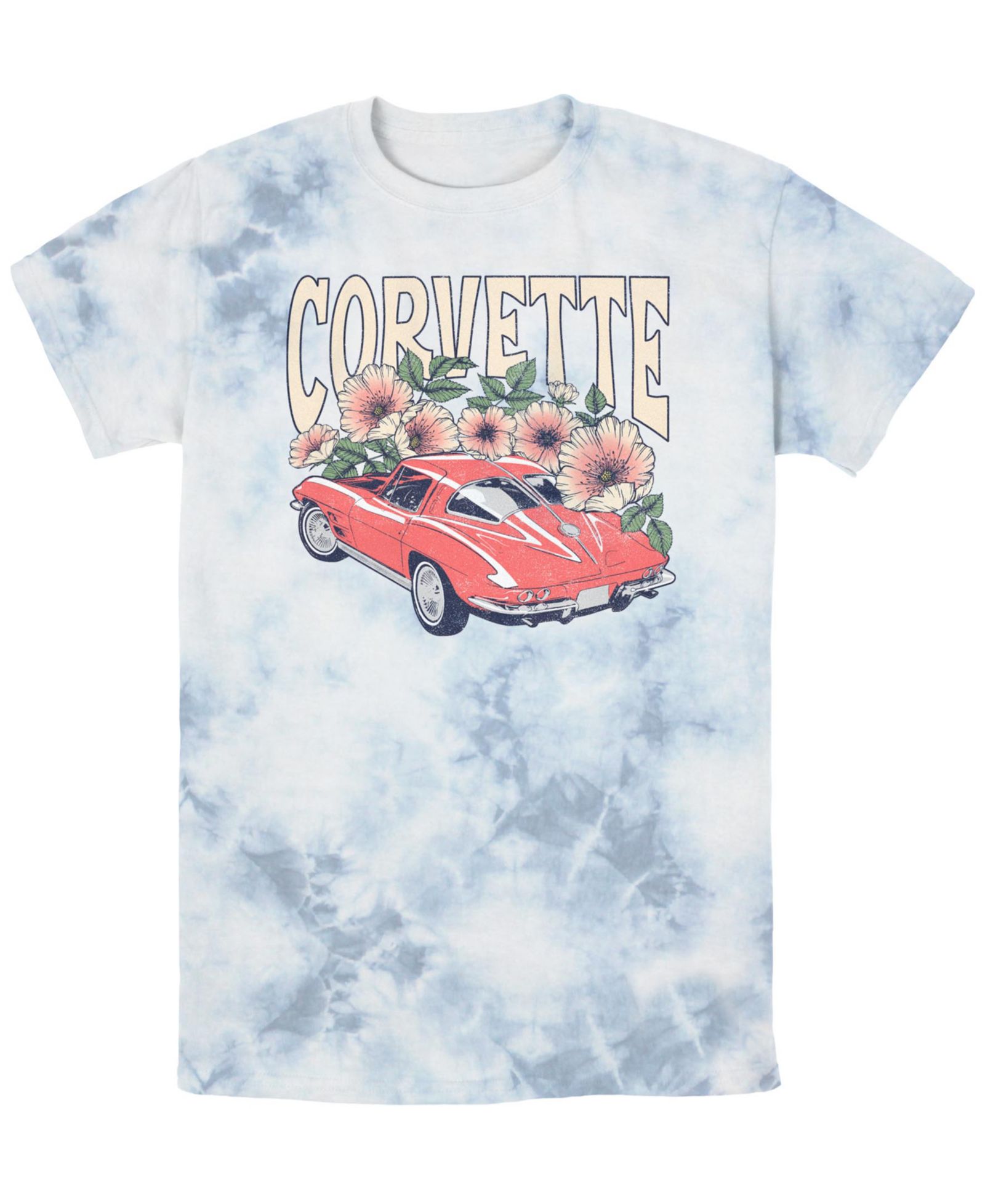 General Motors Men's Corvette Flowers Short Sleeve Bombard Wash T-Shirt