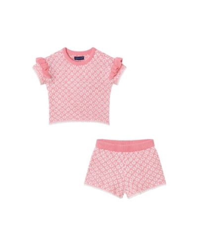 Andy & Evan Toddler Girls Toddler/Child Pink Crochet Top & Shorts Set