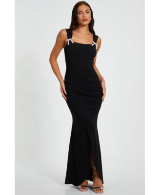 QUIZ Women's Bow Wrap Maxi Dress