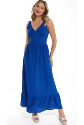 QUIZ Women's Bubble Crepe Tie Detail Maxi Dress