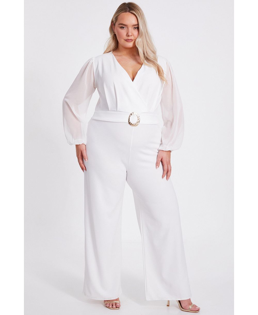 QUIZ Women's Plus Size Wrap Buckle Jumpsuit