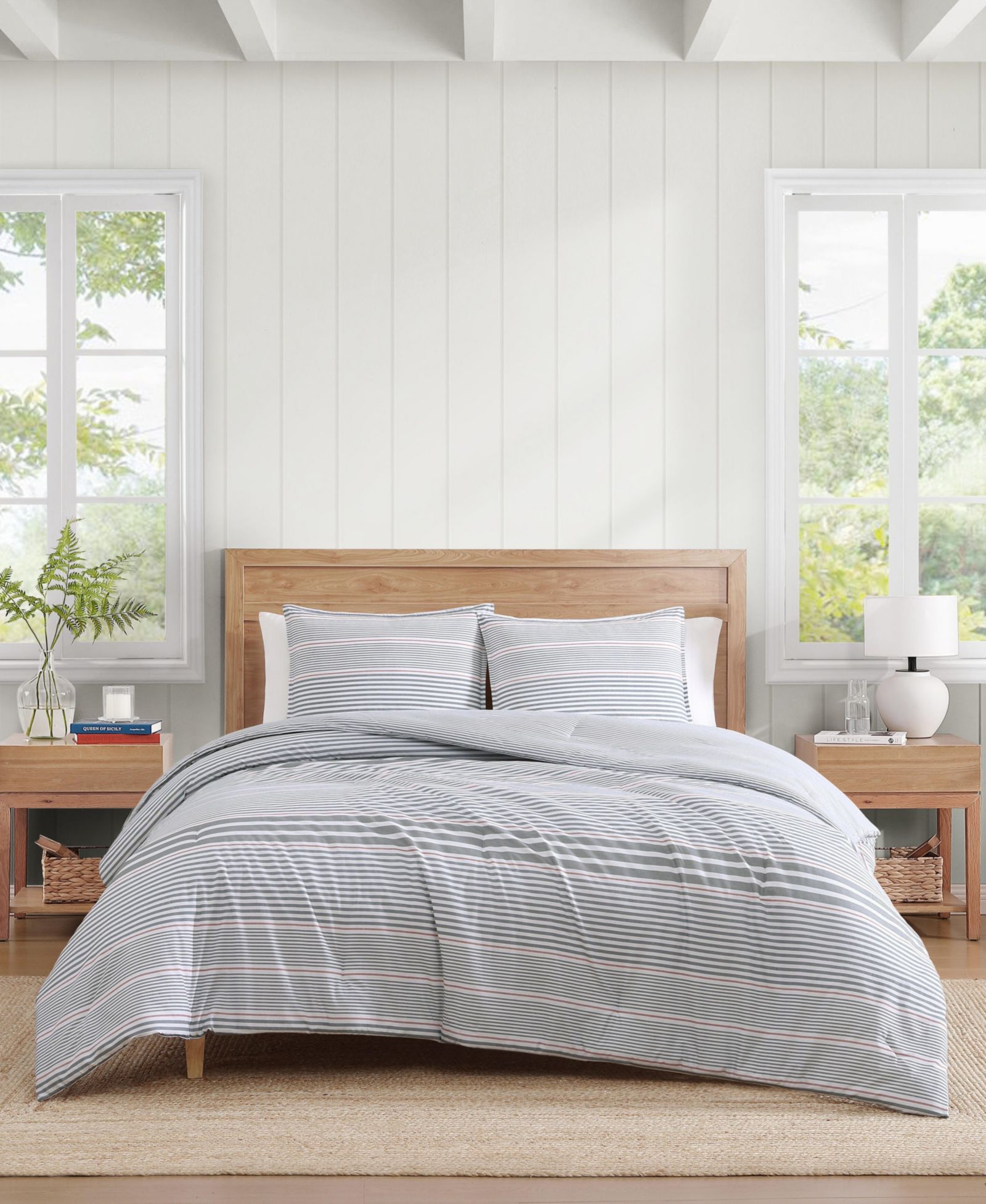Tommy Hilfiger Danbury Stripe Cotton 3-Pc. Duvet Cover Set, King
