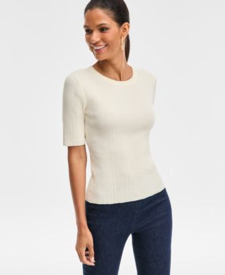 I.N.C. International Concepts Women's Rib-Knit Crewneck Sweater, Macy's Exclusive