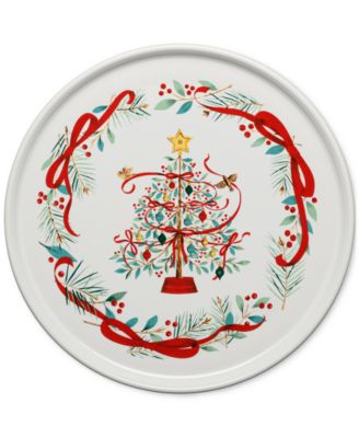Fiesta Holly Berry Christmas Tree Round Serving Platter, 12"