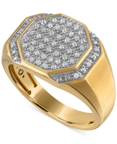 Esquire Men's Jewelry Diamond Octagon Cluster Ring (1/4 ct. t.w.) in 10k Gold, Exclusively at Macy's