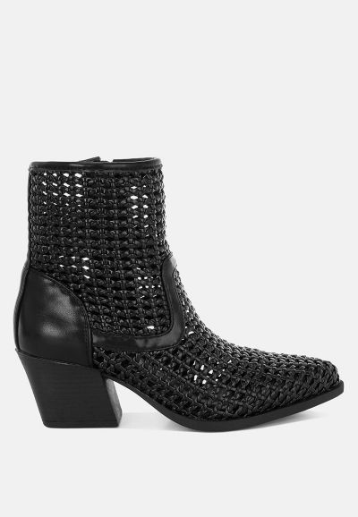 Rag and Co Womens Artisole Woven Pleather Block Boots