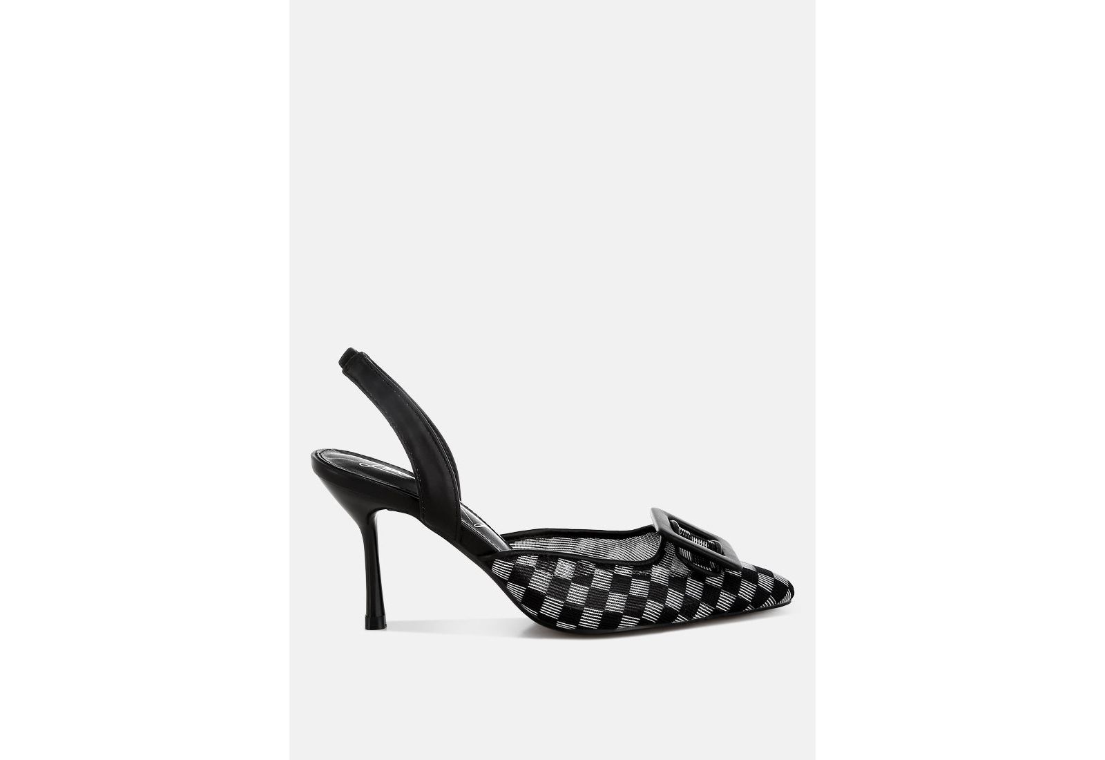 London Rag Women's Freya Mesh Checkered Pointy Stiletto Heels
