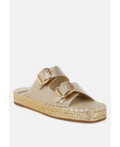 Rag and Co Womens Miova Metallic Buckle Detail Espadrille Flatforms