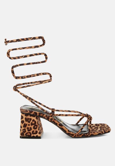 London Rag Women's Piani Leopard Print Square Toe Heels