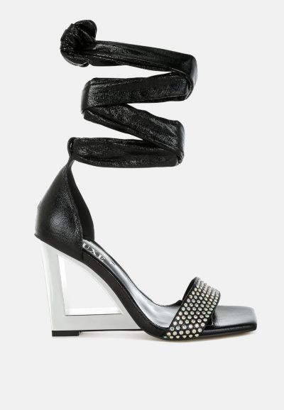 London Rag Womens Hashira AB Rhinestone Studded Lace-Up Fantasy Heels