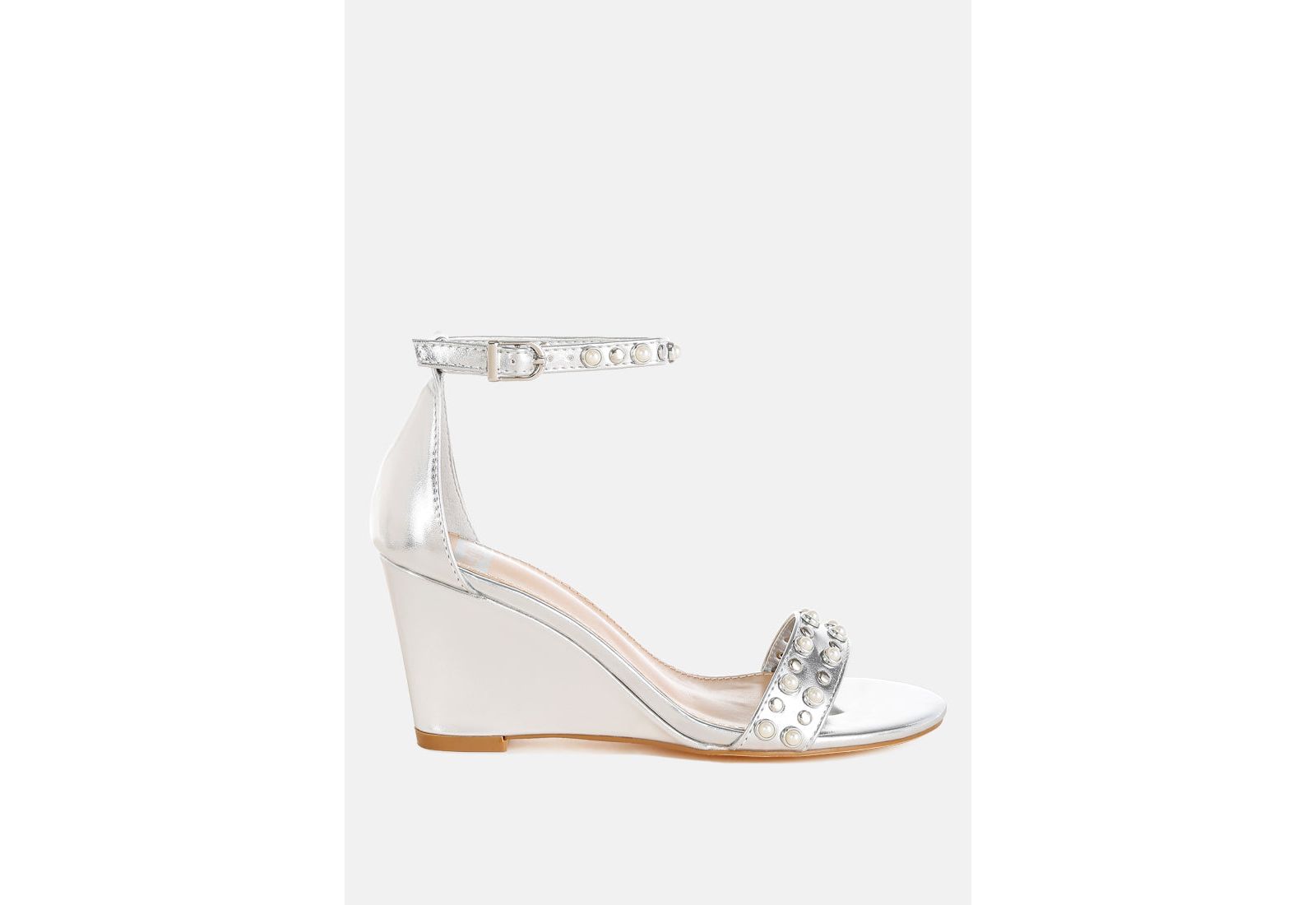Rag and Co Womens Jumera Metallic Pearl Embellished Wedges