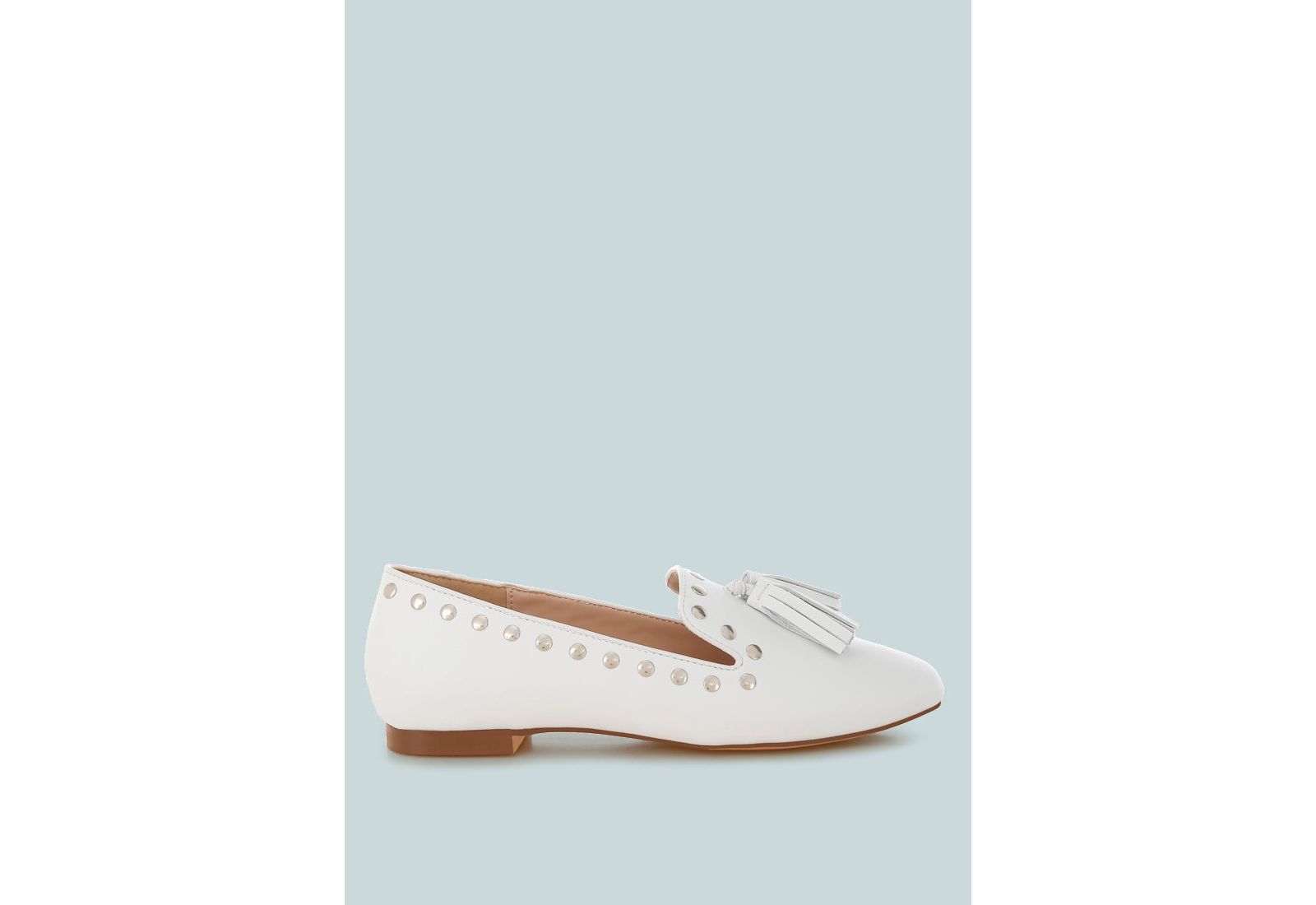 Rag and Co Womens Philoha Studs and Tassels Detail Flat Loafers