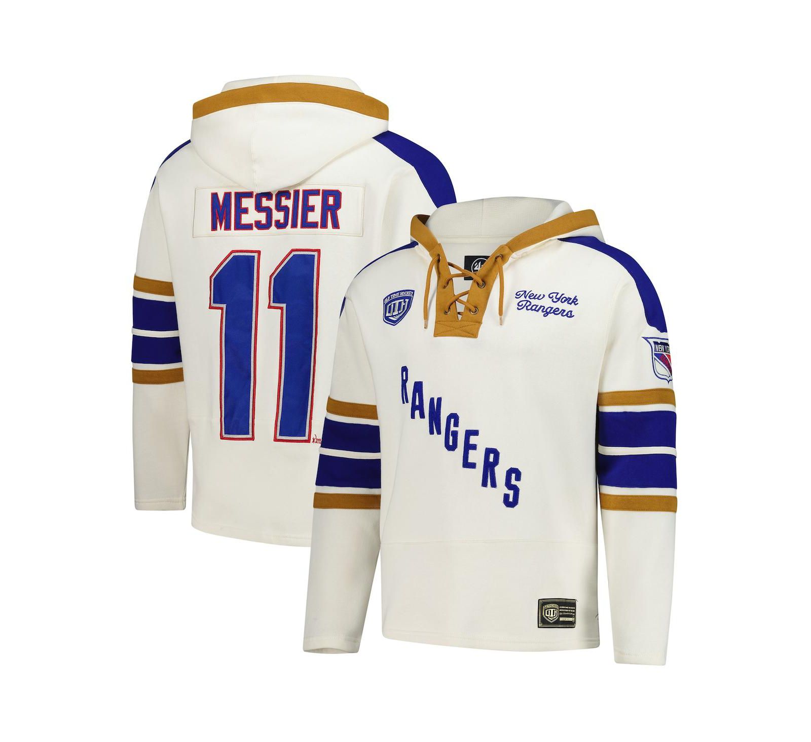 47 Brand Men's Mark Messier Cream New York Rangers Blue Line Heritage худи с завязками