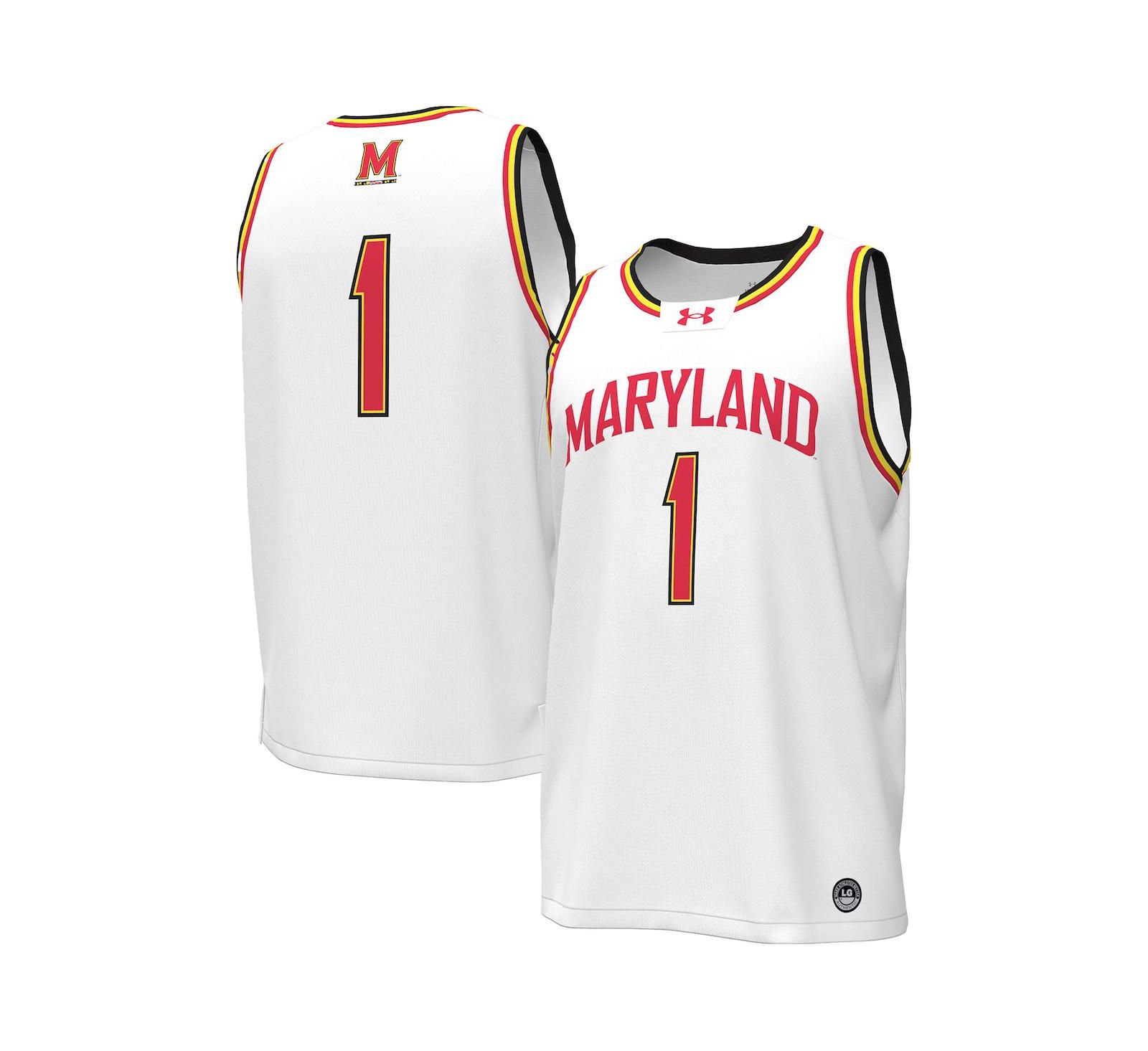Мужская баскетбольная джерси Under Armour Men's 1 White Maryland Terrapins Replica Basketball Jersey