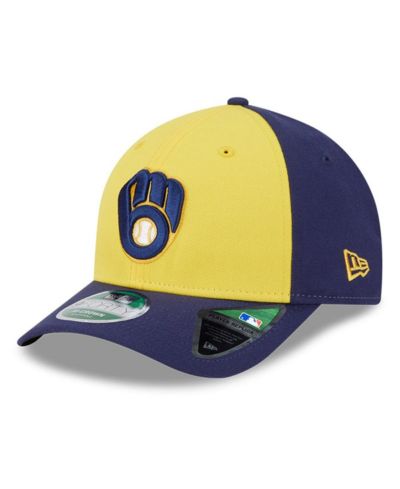 New Era Men's Gold/Navy Milwaukee Brewers Player Replica 9Forty Adjustable Hat
