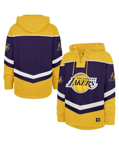 Мужское худи '47 Brand Los Angeles Lakers Oversized Tri-Satin Layup Lacer Pullover, фиолетовое