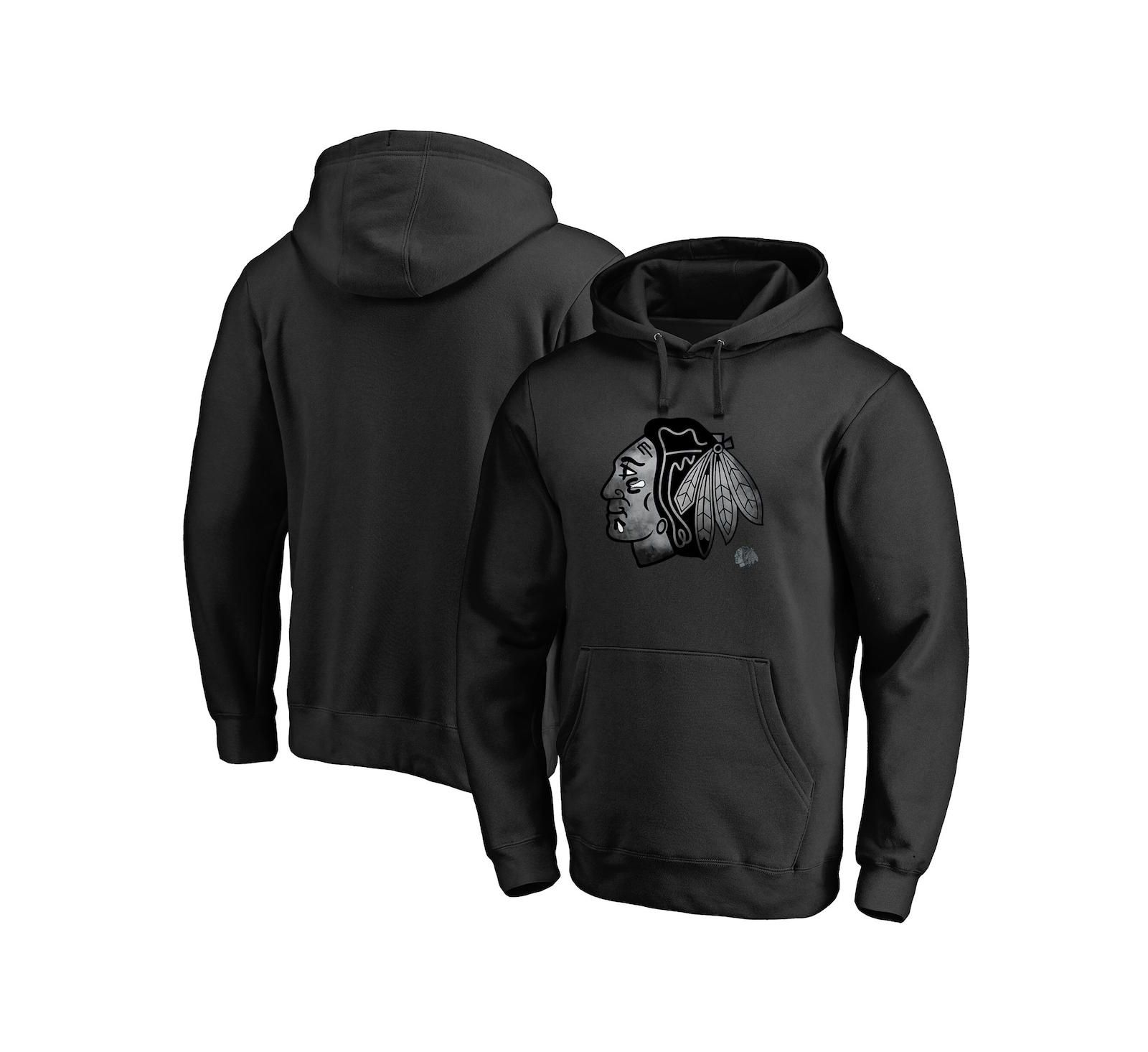 Мужское худи Fanatics MTO Label Black Chicago Blackhawks Core Smoke Pullover